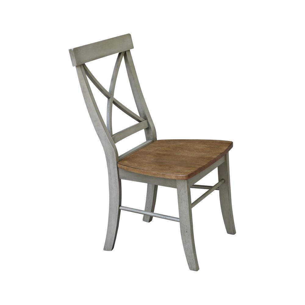 X-Back Chair - with Solid Wood Seat , Hickory/Stone. Picture 4