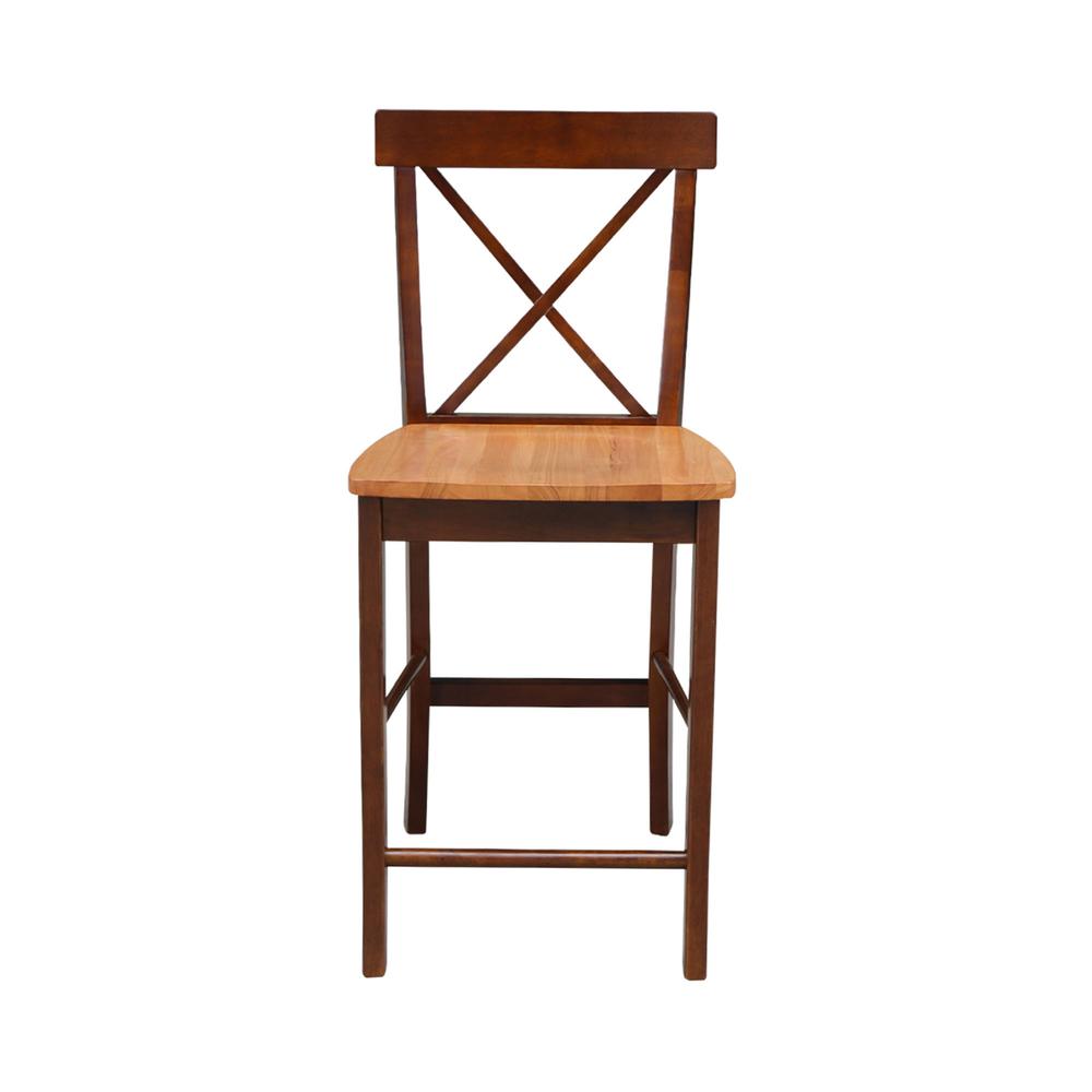 X-Back Counter height Stool - 24" Seat Height, Cinnamon/Espresso. Picture 6