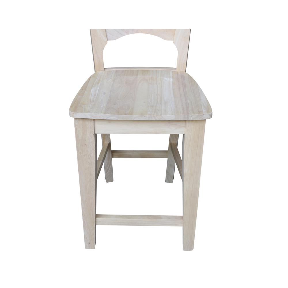 Canyon Collection Solid Back Counter height Stool - 24" Seat Height, Unfinished. Picture 2