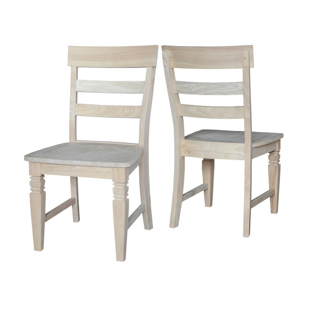Set of Two Java Chairs with Solid Wood Seats, Unfinished. Picture 3
