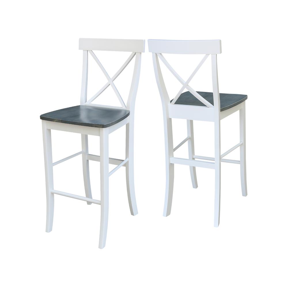 X-back Barheight Stool - 30" Seat Height, White/Heather Gray. Picture 6