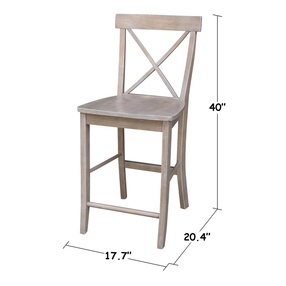 X-Back Counter height Stool - 24" Seat Height, Washed Gray Taupe. Picture 7