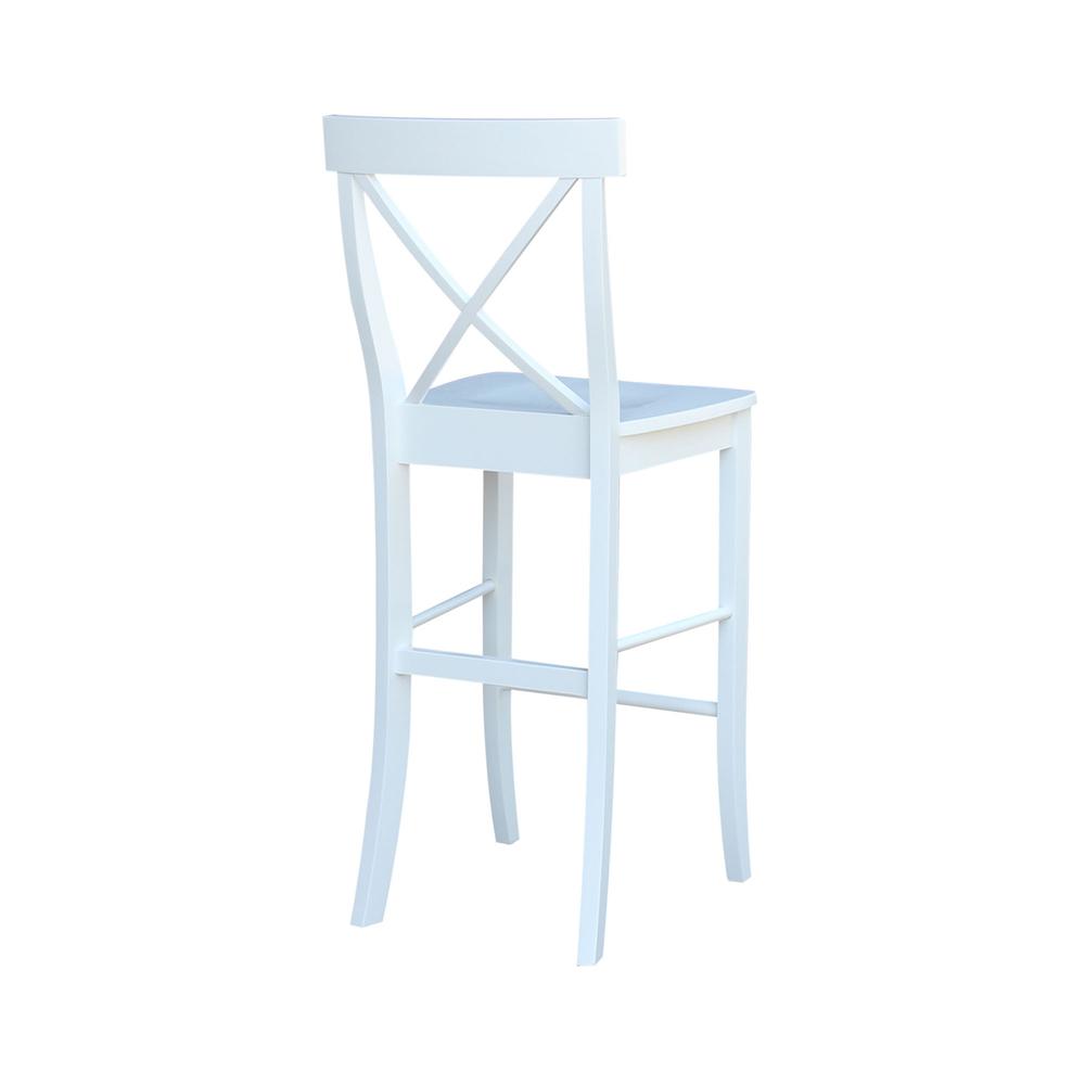 X-Back Bar height Stool - 30" Seat Height, White. Picture 9
