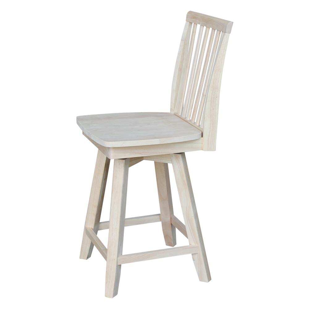 Mission Counter height Stool - With Swivel And Auto Return - 24" Seat Height , Unfinished. Picture 1