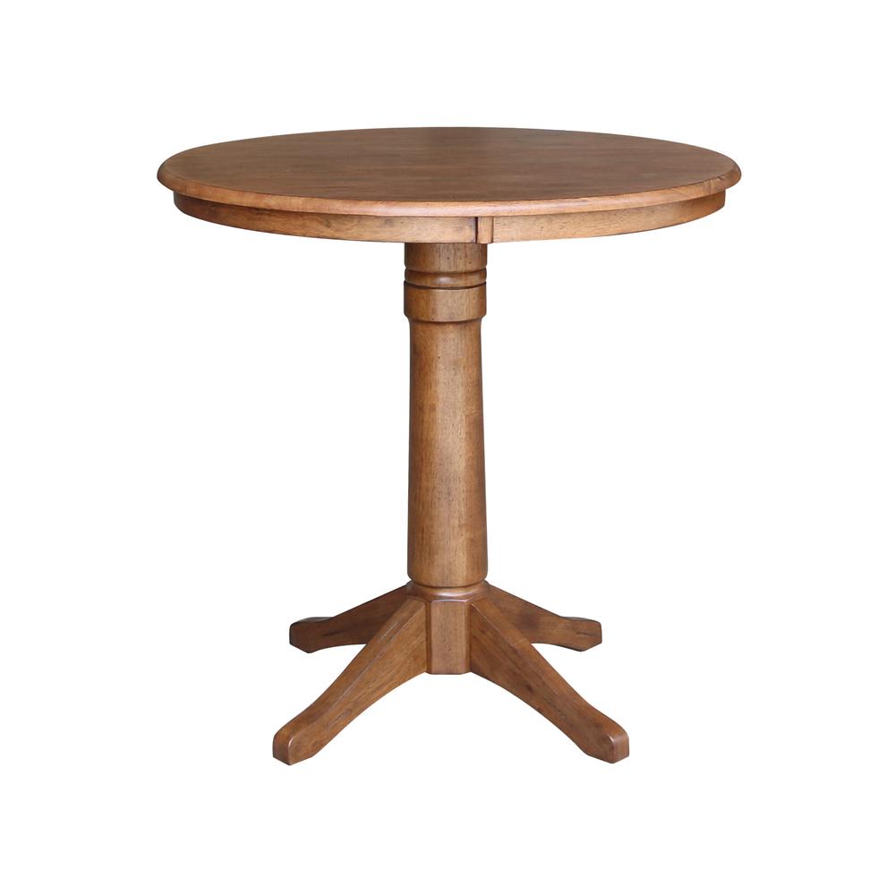 36" Round Pedestal Gathering Height Table with 2 San Remo Counter Height Stools. Picture 4