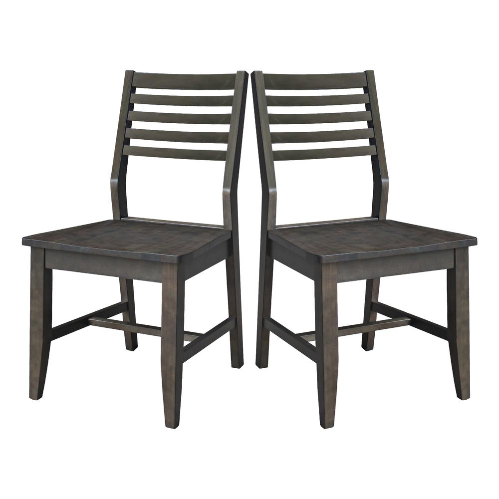 Set of Two Solid Wood Soma Dining Chairs in Coal. Picture 1