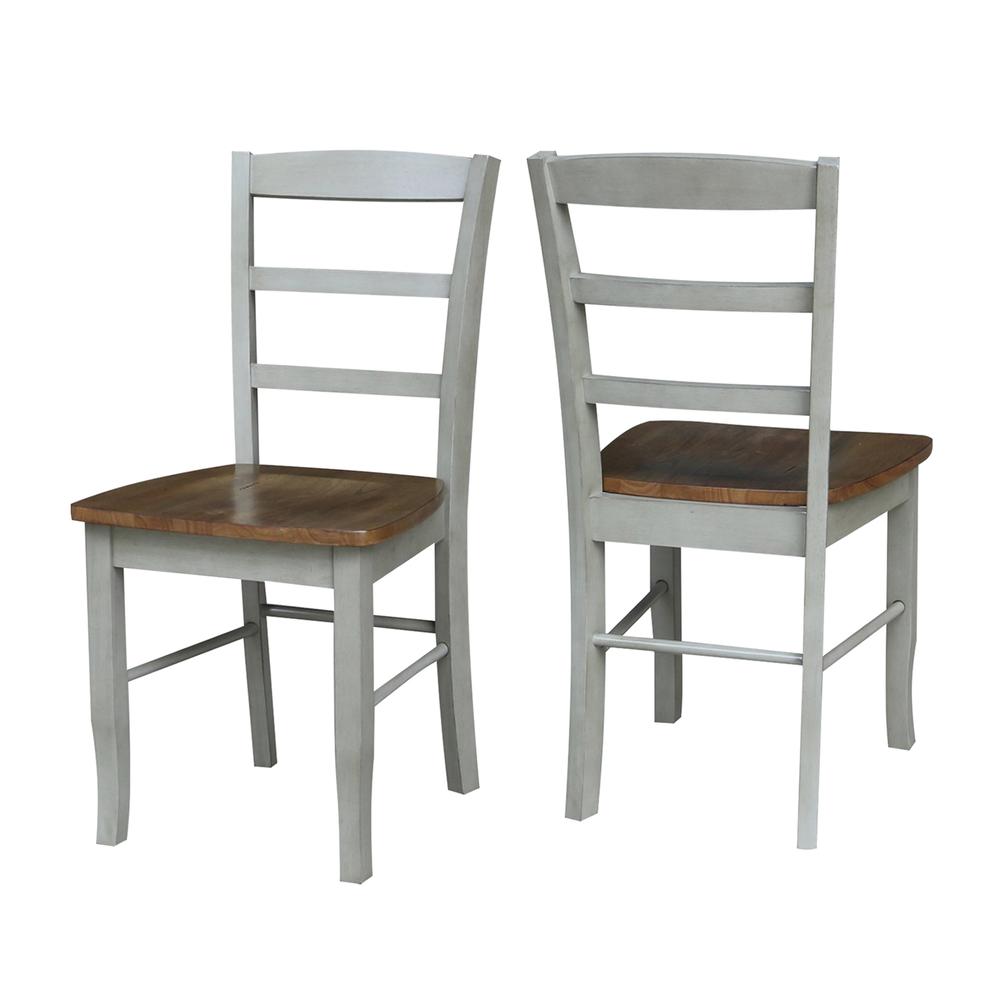Madrid Ladderback Chairs - Set of 2, Hickory/Stone. Picture 4