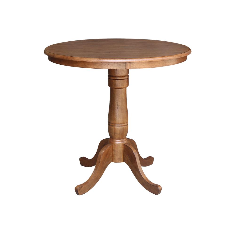 36" Round Pedestal Gathering Height Table with 2 San Remo Counter Height Stools. Picture 3