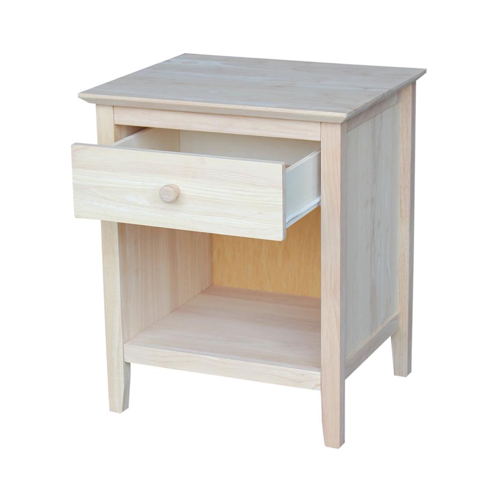 Nightstand With 1 Drawer, Unfinished. Picture 3