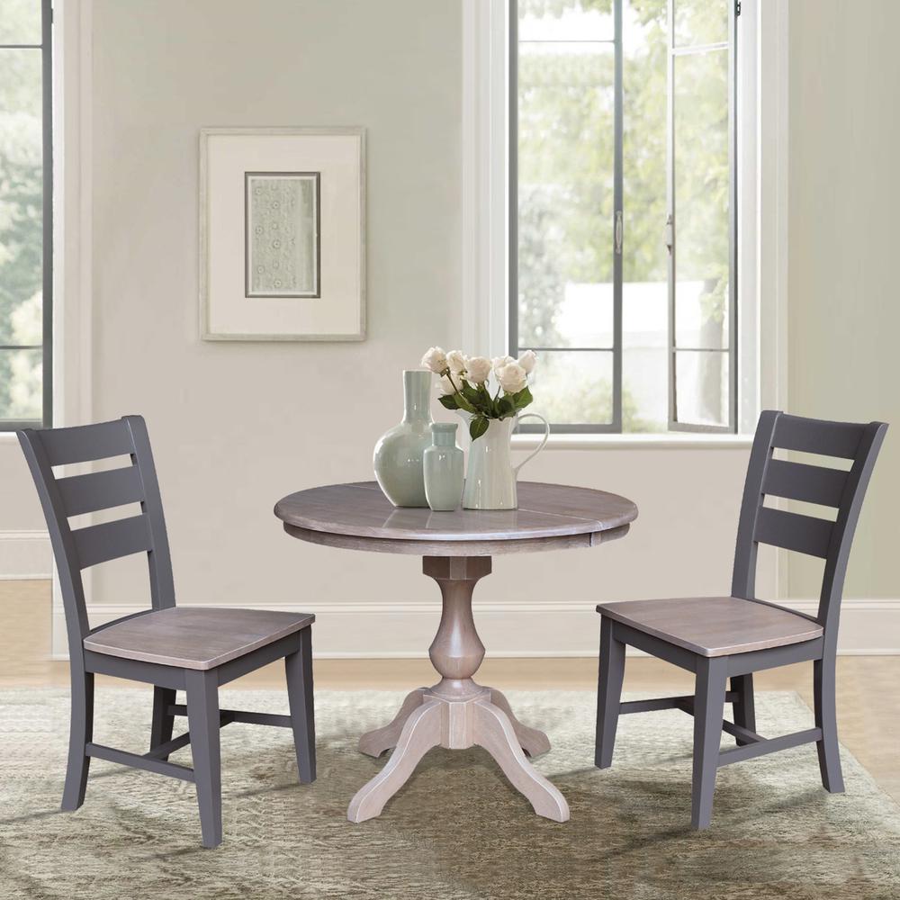 36" Round Extension Dining Table with 2 Chairs 727506562312. Picture 2