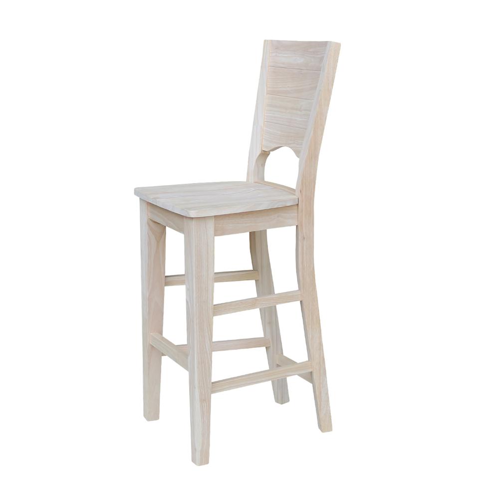 Canyon Collection Solid Back Bar height Stool - 30" Seat Height, Unfinished. Picture 8