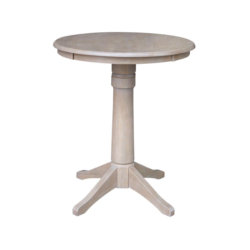 30" Round Pedestal Gathering Height Table with 2 Emily Counter Height Stools. Picture 3