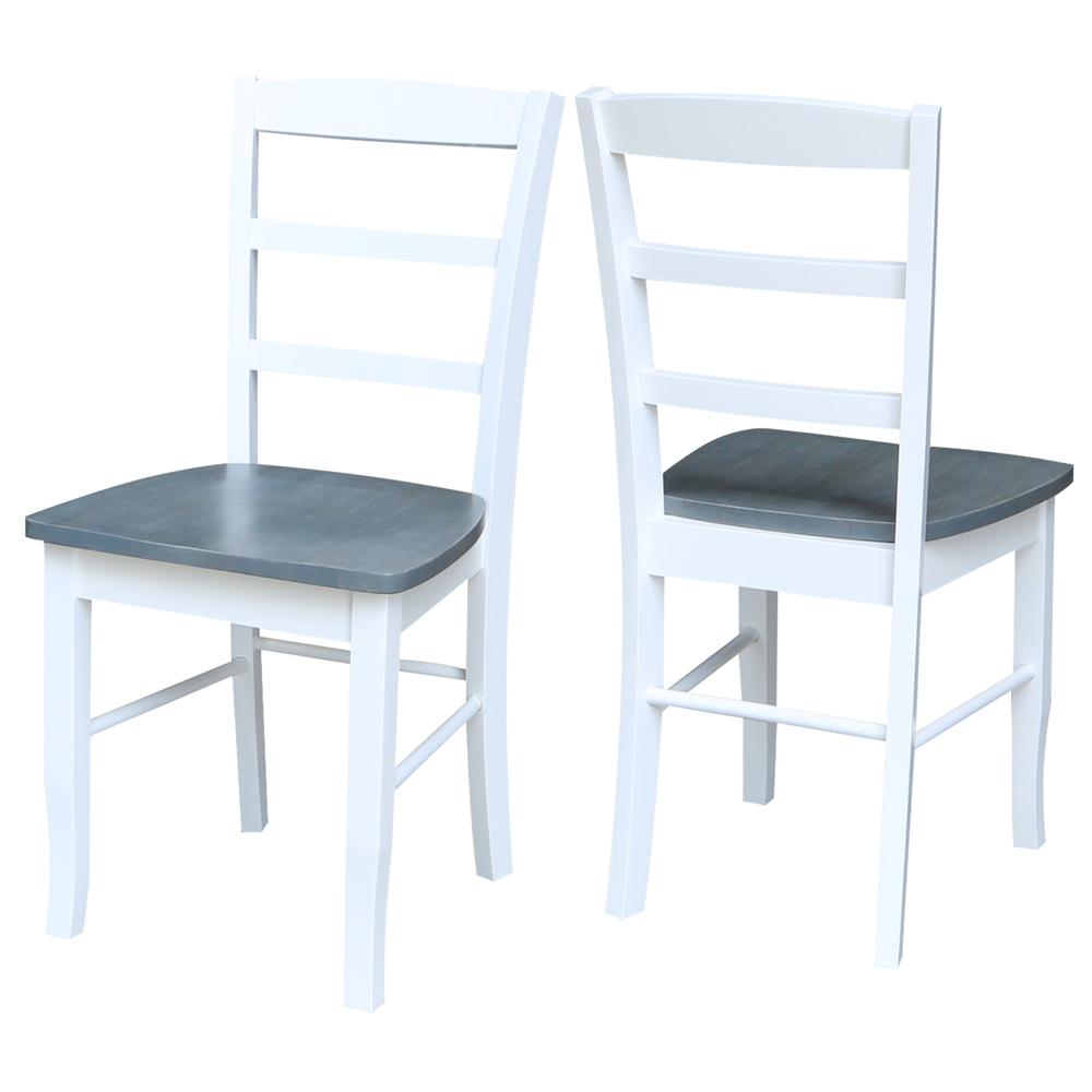 Madrid Ladderback Chairs - Set of 2, White/Heather Gray. Picture 4