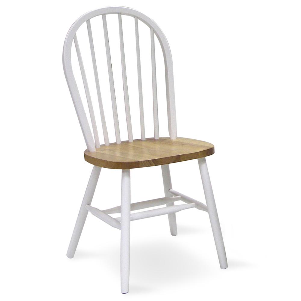 Windsor 37" High Spindleback Chair - Plain Legs, White / Natural. Picture 2