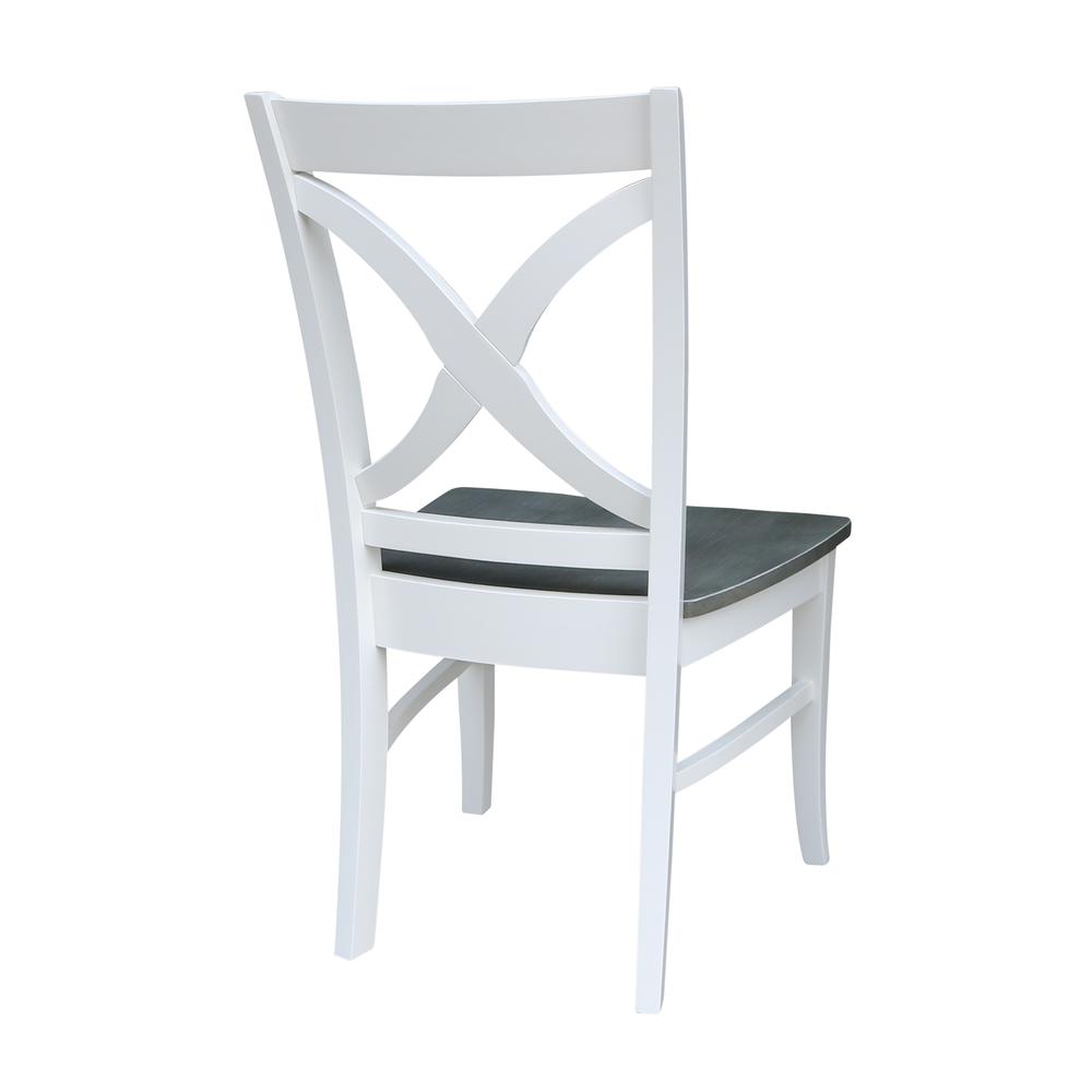 Set of Two Vineyard Curved X Back Chairs, White/Heather gray. Picture 1
