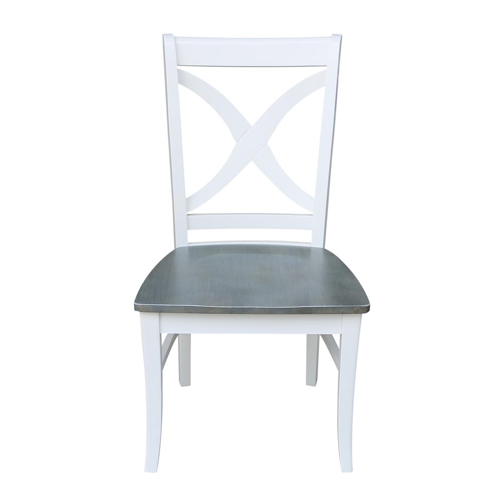 Set of Two Vineyard Curved X Back Chairs, White/Heather gray. Picture 4