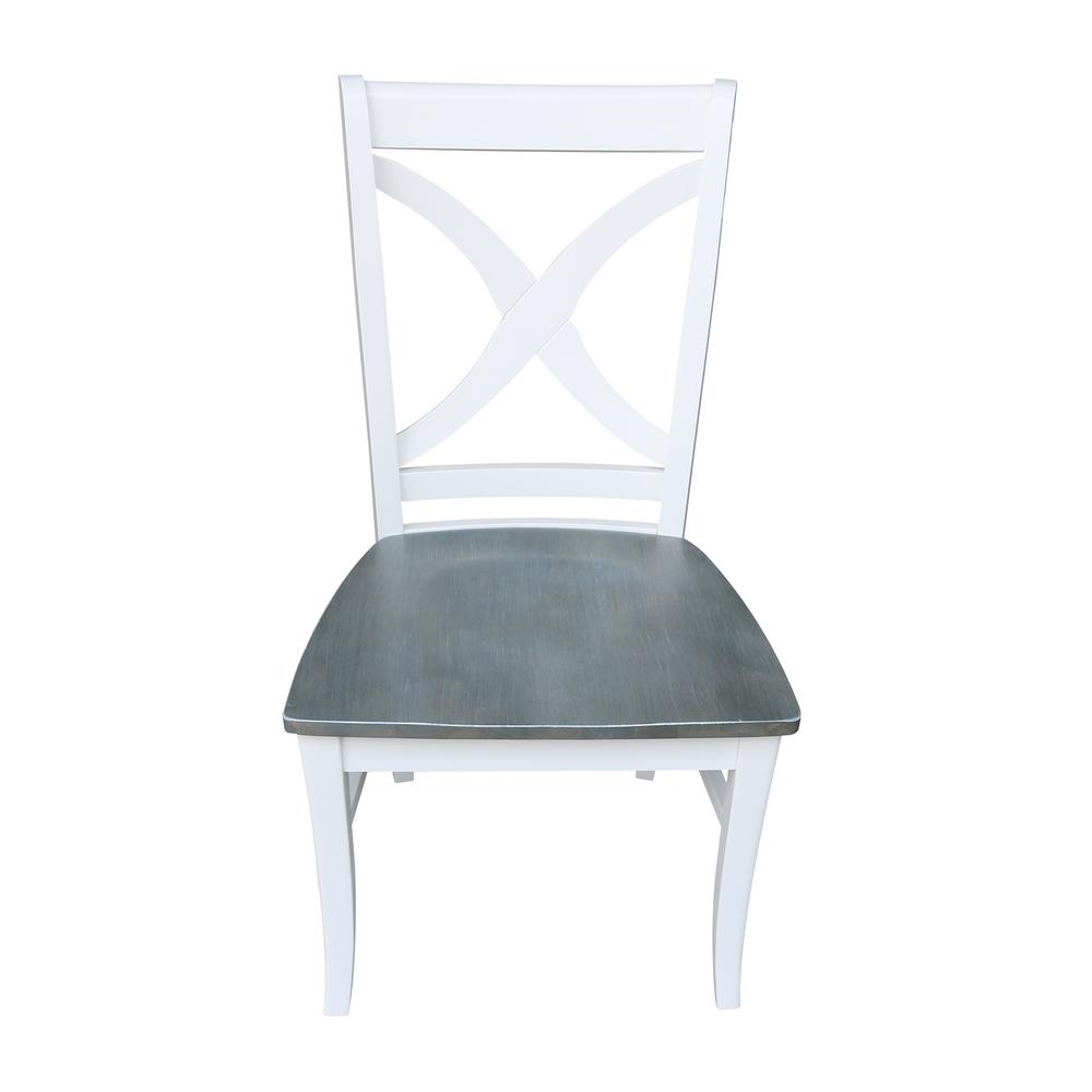 Set of Two Vineyard Curved X Back Chairs, White/Heather gray. Picture 8