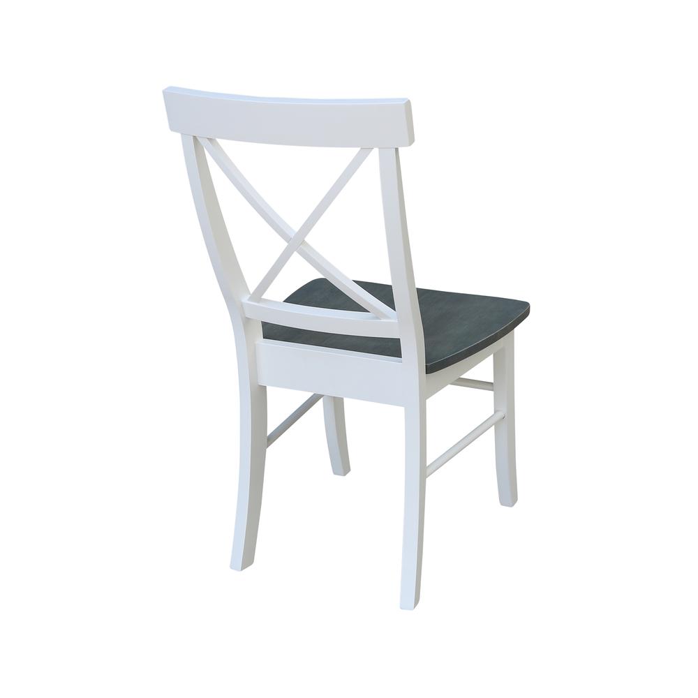 X-Back Chair - with Solid Wood Seat , White/Heather Gray. Picture 1