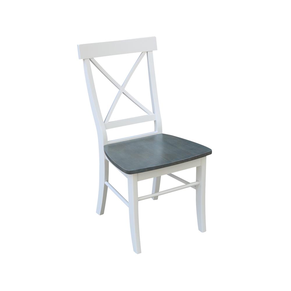 X-Back Chair - with Solid Wood Seat , White/Heather Gray. Picture 3
