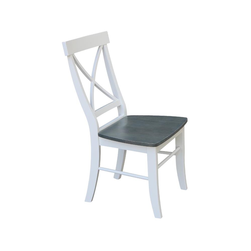 X-Back Chair - with Solid Wood Seat , White/Heather Gray. Picture 6