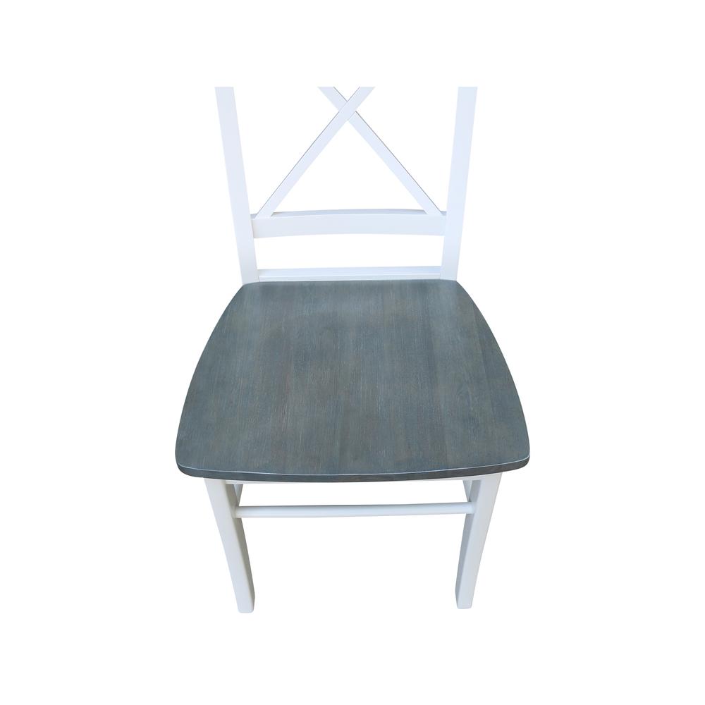 X-Back Chair - with Solid Wood Seat , White/Heather Gray. Picture 8