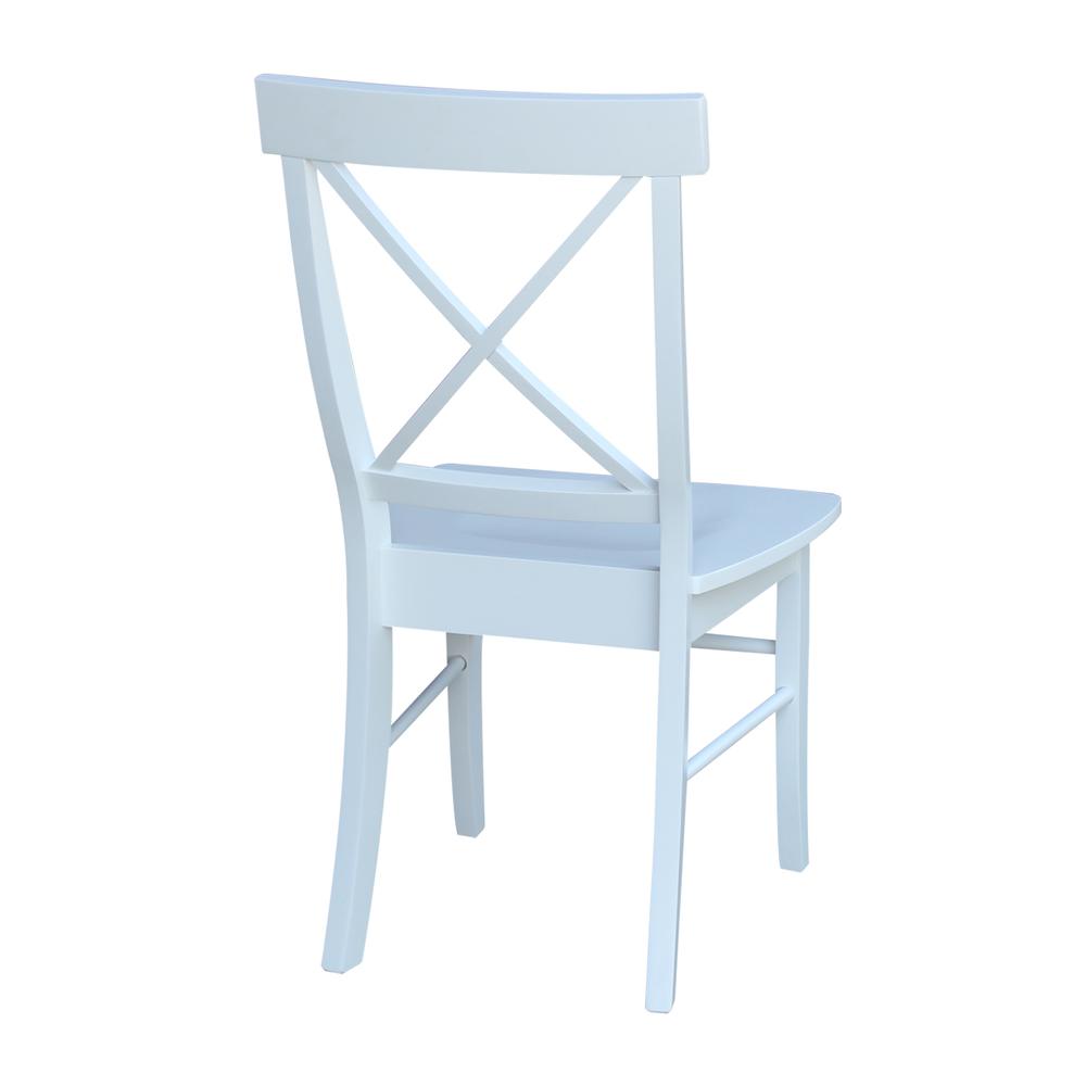 Set of Two X-Back Chairs with Solid Wood Seats , White. Picture 1