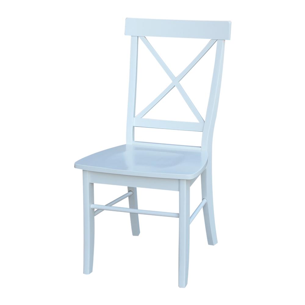 Set of Two X-Back Chairs with Solid Wood Seats , White. Picture 4
