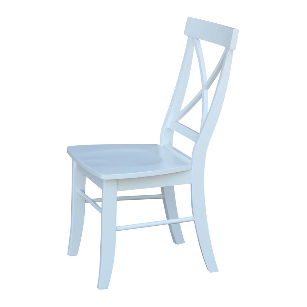 Set of Two X-Back Chairs with Solid Wood Seats , White. Picture 8