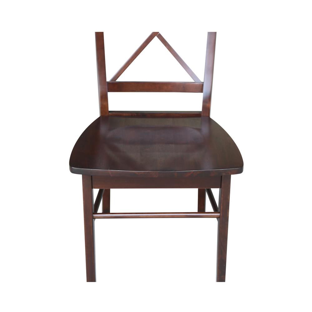 Set of Two X-Back Chairs  with Solid Wood Seats , Rich Mocha. Picture 7