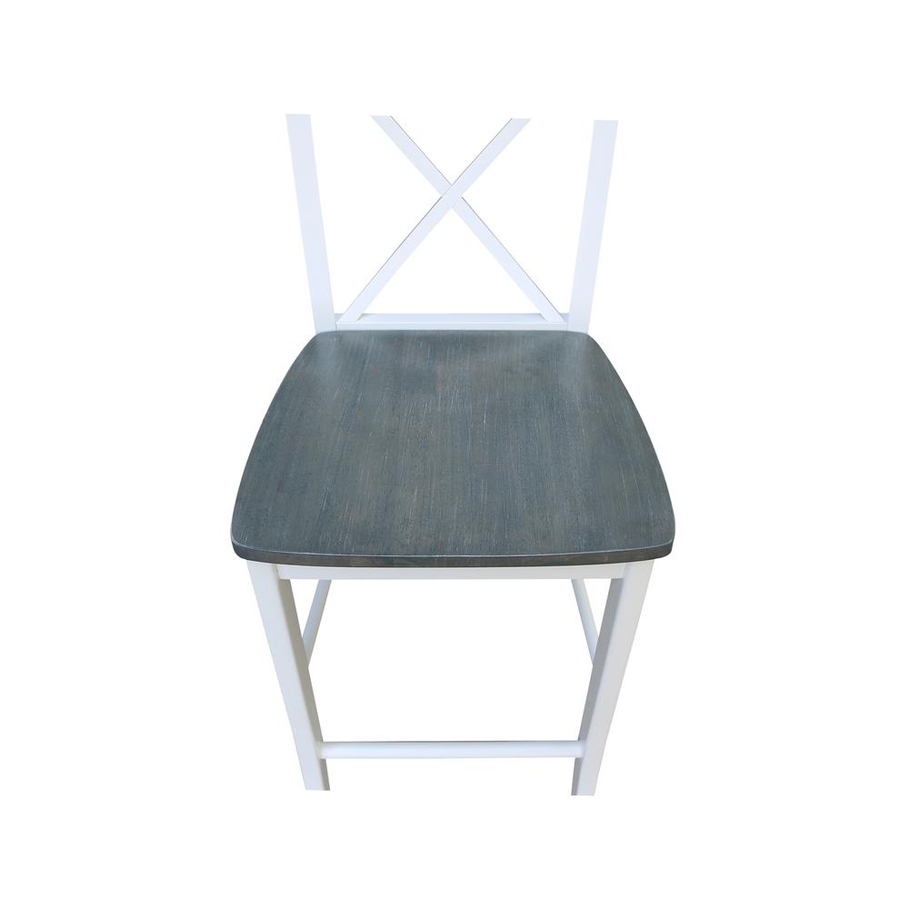 X-back Counterheight Stool - 24" Seat Height, White/Heather Gray. Picture 2