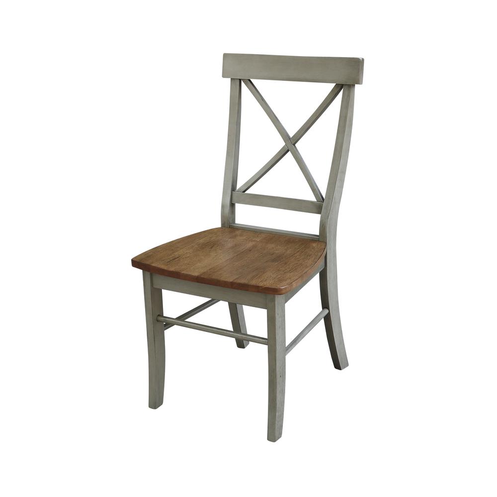 X-Back Chair - with Solid Wood Seat , Hickory/Stone. Picture 9