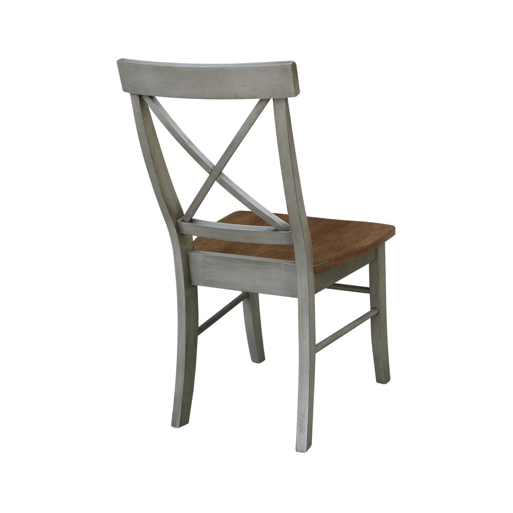 X-Back Chair - with Solid Wood Seat , Hickory/Stone. Picture 1
