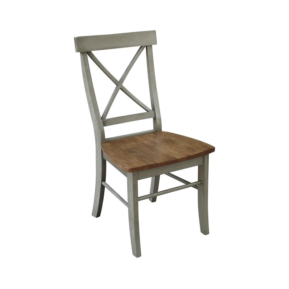 X-Back Chair - with Solid Wood Seat , Hickory/Stone. Picture 3