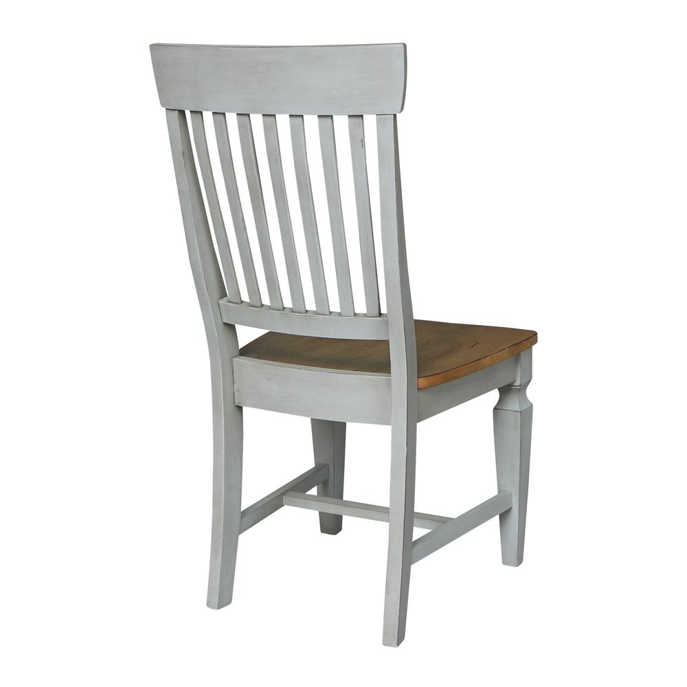 Vista Slat Back Chairs, Set of 2, Hickory/stone. Picture 1
