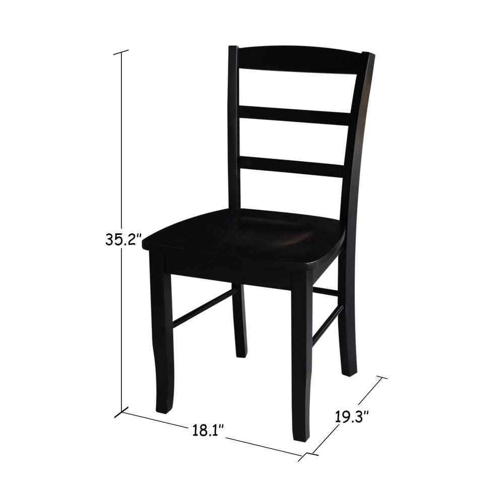 Set of Two Madrid Ladderback Chairs, Black. Picture 3