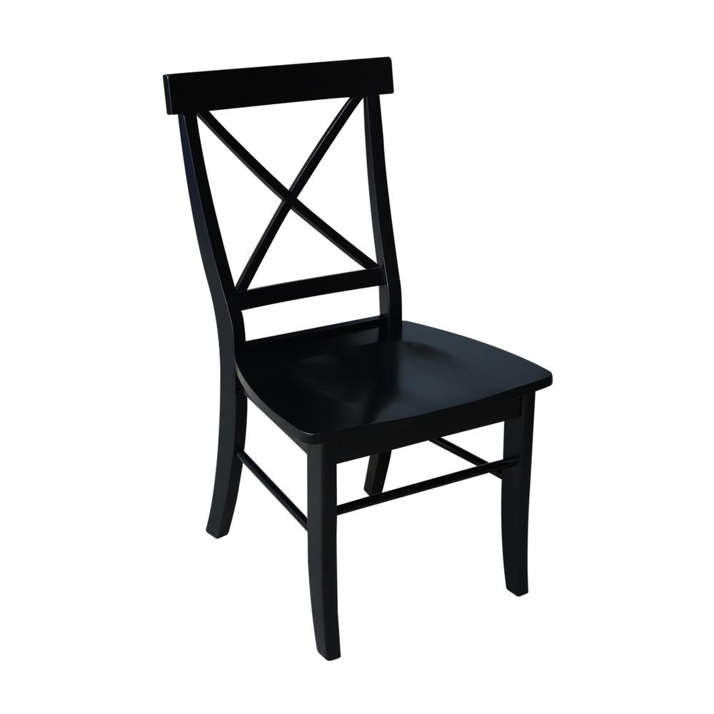 Set of Two X-Back Chairs  with Solid Wood Seats , Black. Picture 1
