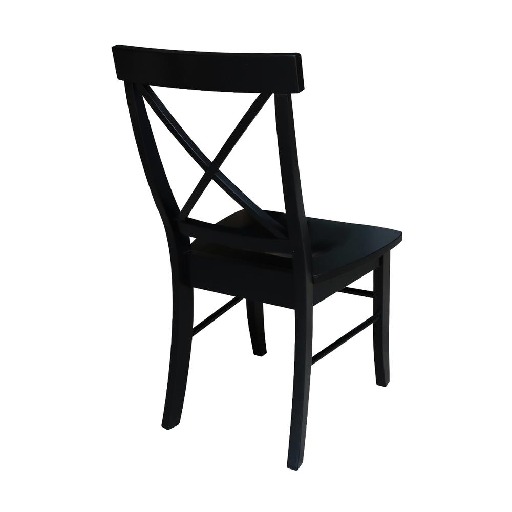 Set of Two X-Back Chairs  with Solid Wood Seats , Black. Picture 2