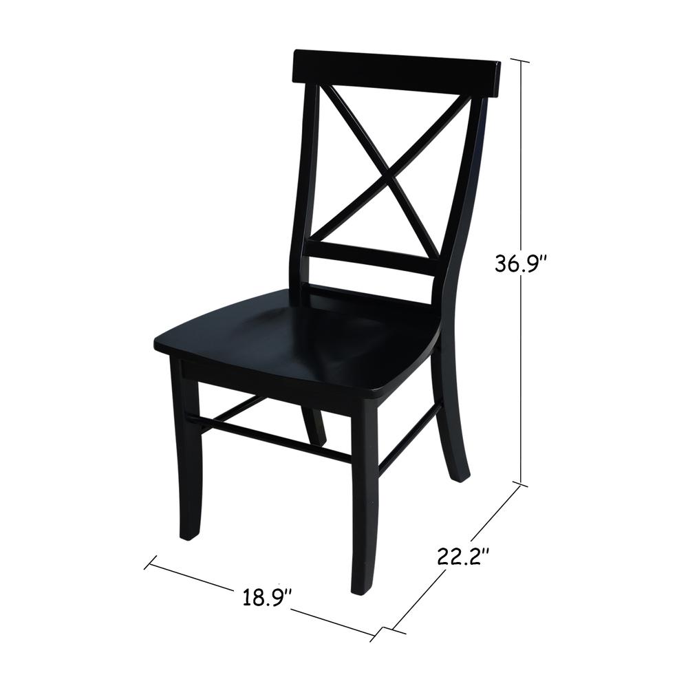 Set of Two X-Back Chairs  with Solid Wood Seats , Black. Picture 3