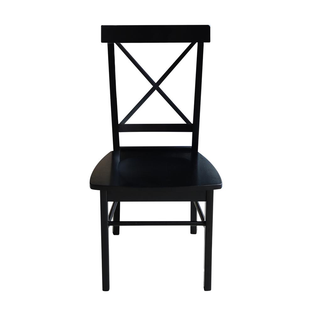 Set of Two X-Back Chairs  with Solid Wood Seats , Black. Picture 4