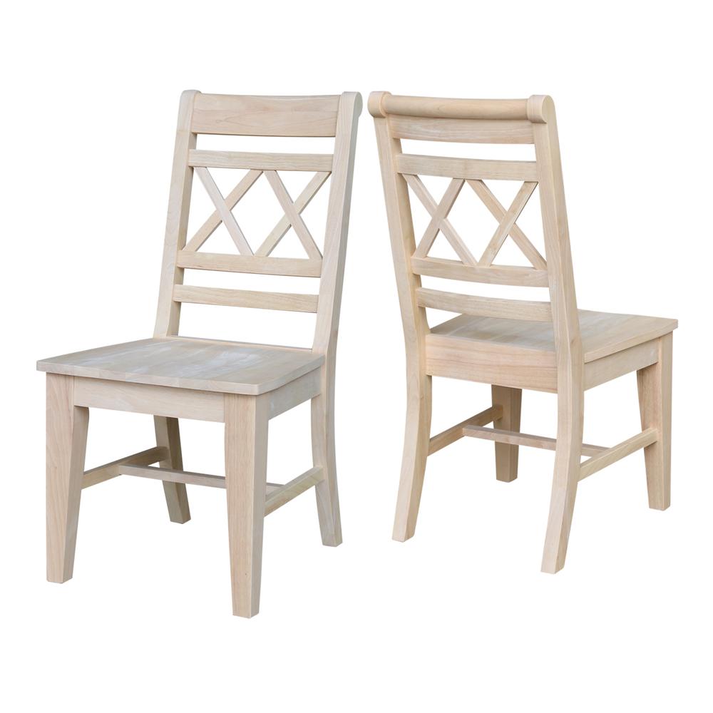 Canyon Collection Set of Two Double X- Back Chairs, Unfinished. Picture 3