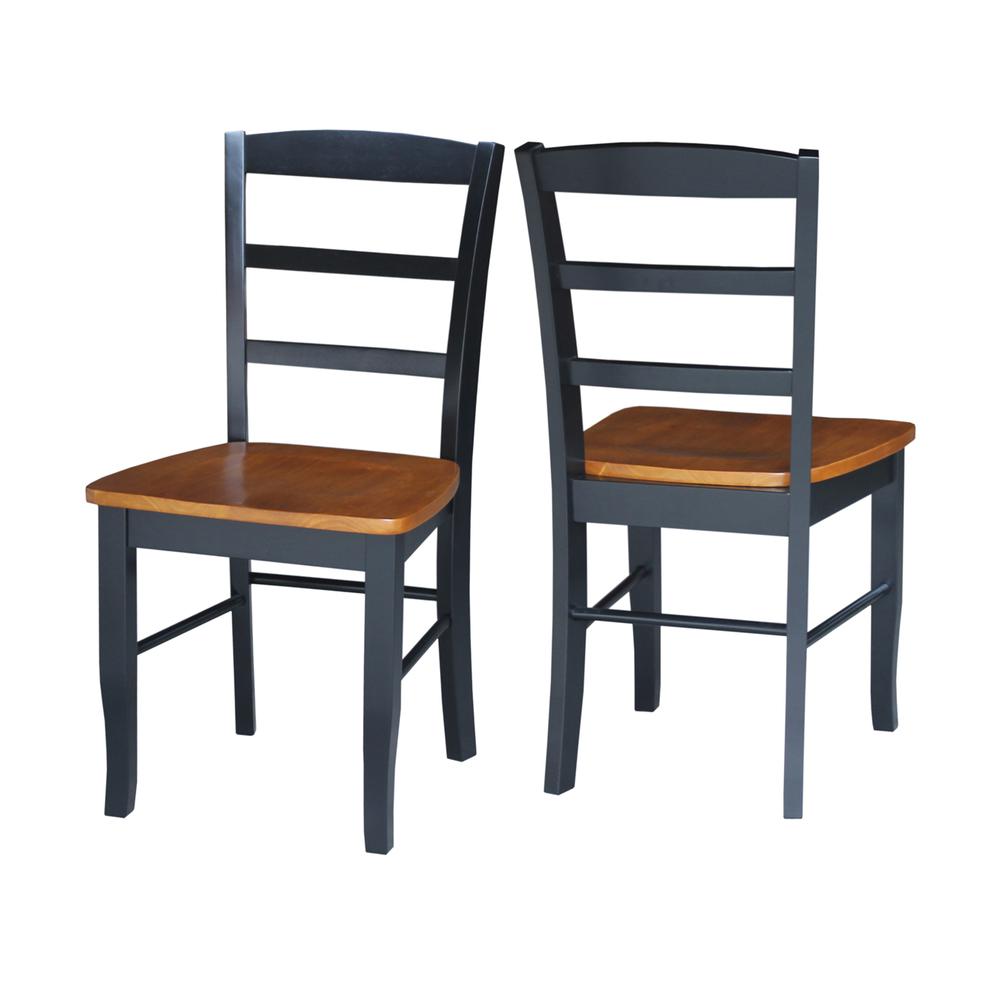 Set of Two Madrid Ladderback Chairs, Black/Cherry. Picture 3