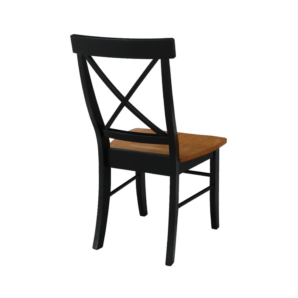 Set of Two X-Back Chairs  with Solid Wood Seats , Black/Cherry. Picture 2