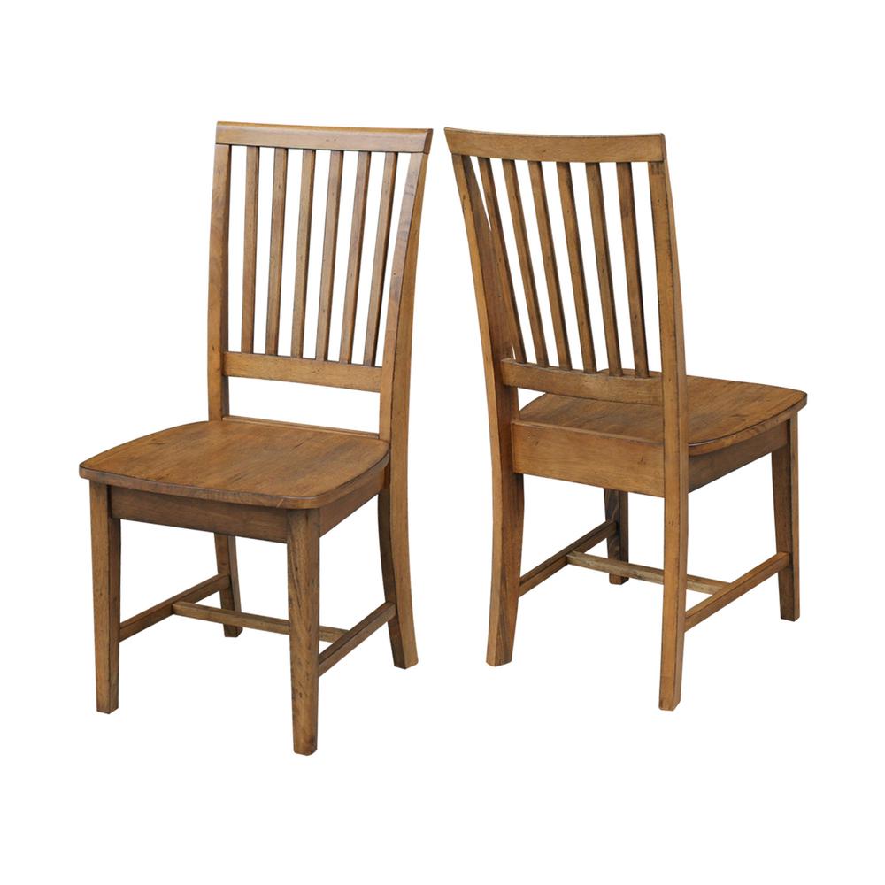 Set of Two Mission Side Chairs, Pecan. Picture 2
