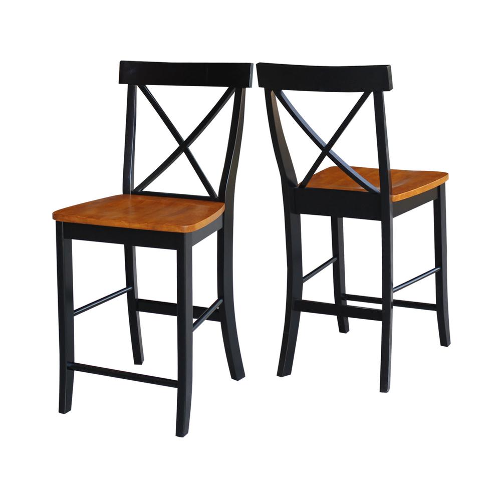 X-Back Counter height Stool - 24" Seat Height, Black/Cherry. Picture 7