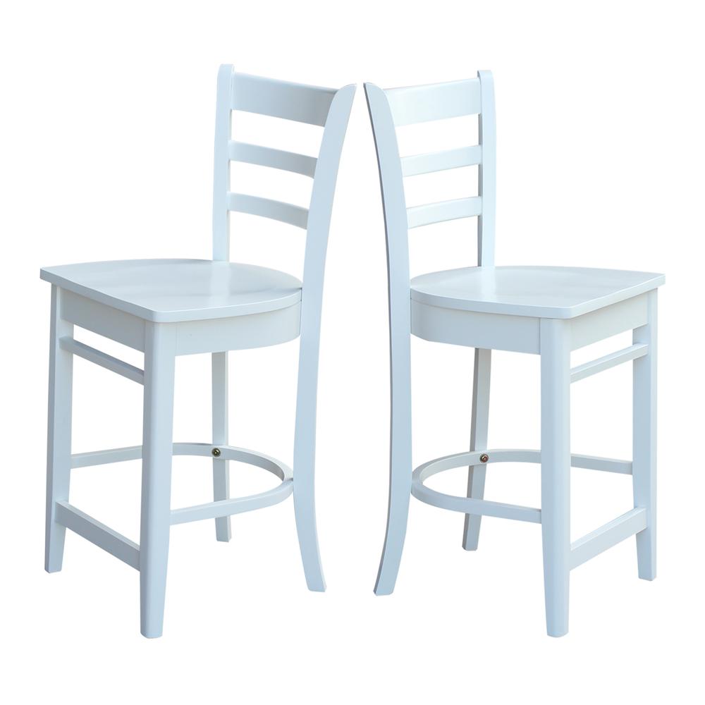 Emily Counter height Stool - 24" Seat Height, White. Picture 9