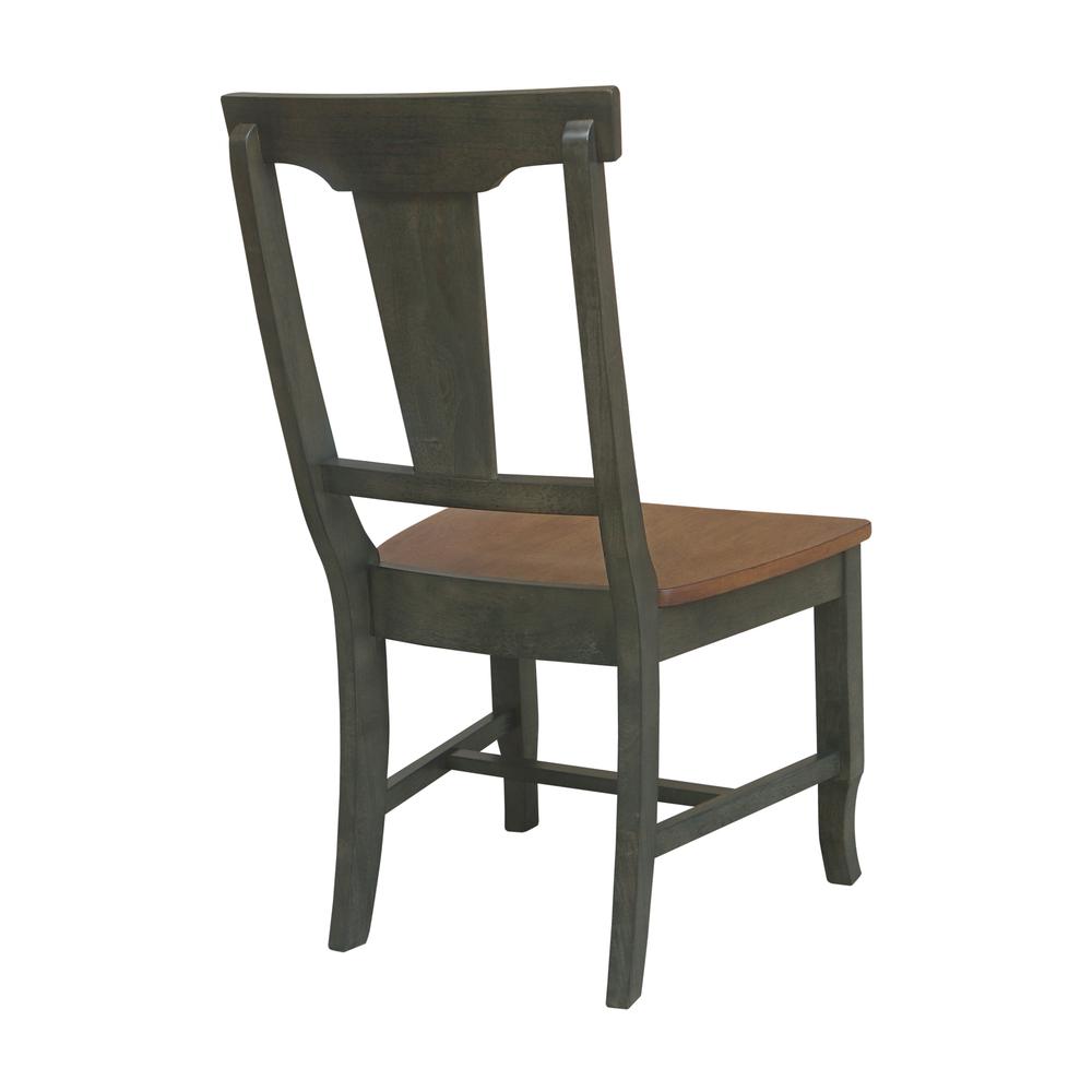 Solid Wood Panel Back Chair in Hickory/Washed Coal - Set of 2. Picture 6