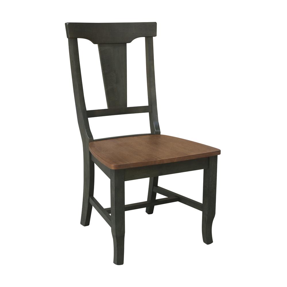 Solid Wood Panel Back Chair in Hickory/Washed Coal - Set of 2. Picture 4
