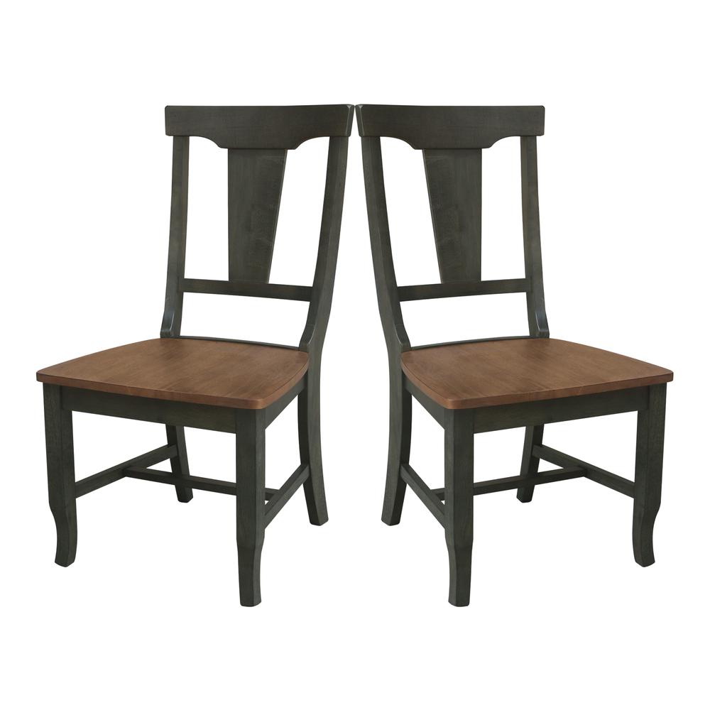Solid Wood Panel Back Chair in Hickory/Washed Coal - Set of 2. Picture 8
