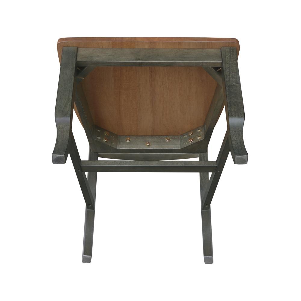 Solid Wood Panel Back Chair in Hickory/Washed Coal - Set of 2. Picture 10