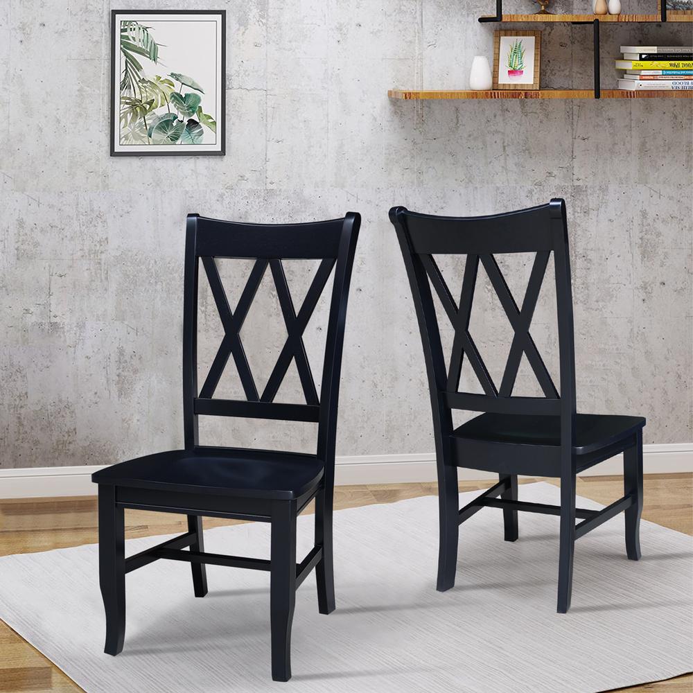 Double XX  Dining Chairs - Set of 2 in Black. Picture 2